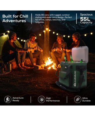 Quiksilver Coastal Collection 48-72H 5 Layer Insulated Zipperless Box Cooler with Adjustable Strap and Air Sealed Lid