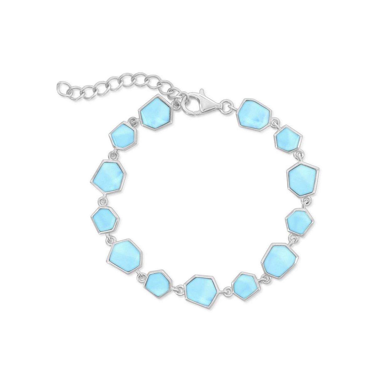 Sterling Silver Larimar Linked Bracelet - Blue