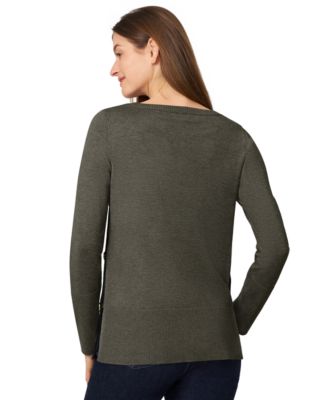 Petite Tipped Side-Button Tunic Sweater