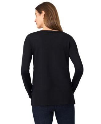 Petite Tipped Side-Button Tunic Sweater
