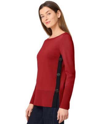 Petite Tipped Side-Button Tunic Sweater