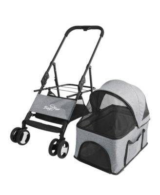 DetBINGOPAW 3 in 1 Dog Stroller with Detachable Carrier 4 Wheels Pet Travel Strolling Cart