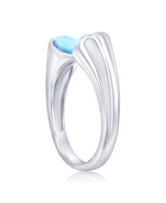 Sterling Silver, Double Round Larimar Ring