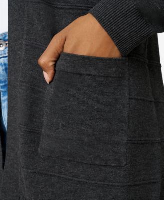 Petite Textured-Stripe Open-Front Cardigan Sweater