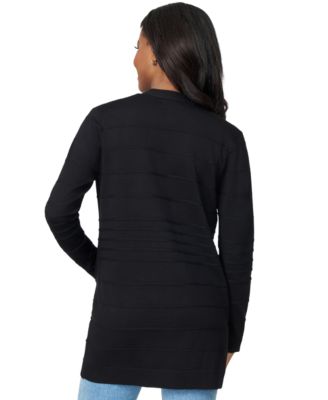 Petite Textured-Stripe Open-Front Cardigan Sweater