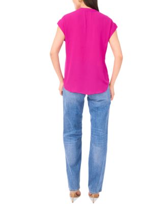 Women's V-Neck Short-Sleeve Pullover Top