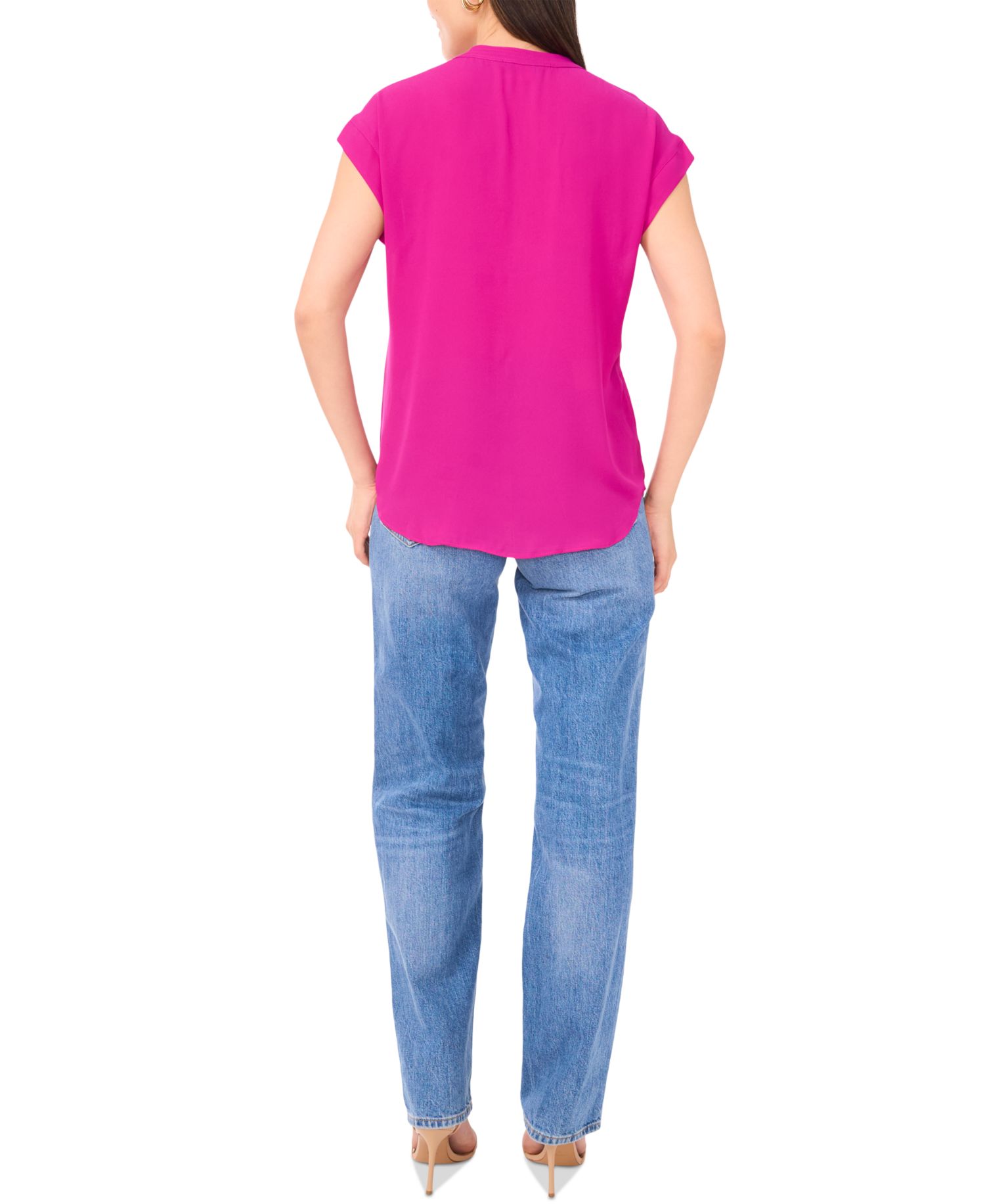 Women's V-Neck Short-Sleeve Pullover Top