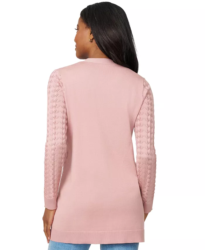 Petite Pointelle Open-Front Cardigan Sweater - thumbnail 2