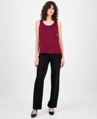 Women's Crinkled Scoop-Neck Sleeveless Top