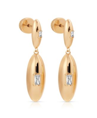 Oval Dome Double Drop Earrings