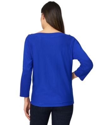Petite Button-Trim Dolman-Sleeve Sweater