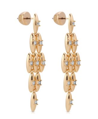 Oval Dome Baguette Diamond Shape Dangle Earrings