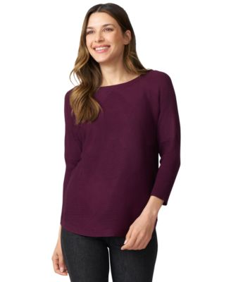 Petite Diamond-Knit Dolman-Sleeve Sweater