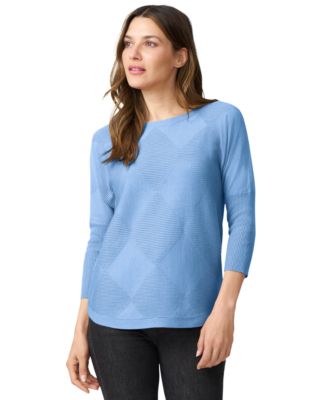 Petite Diamond-Knit Dolman-Sleeve Sweater