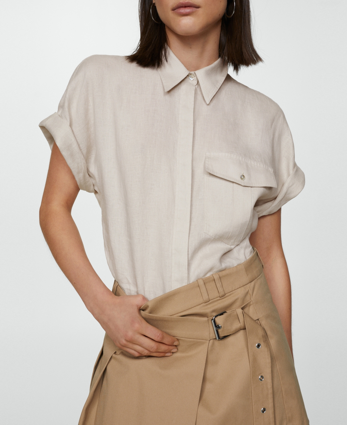 Women's Pocket Linen Shirt - White
