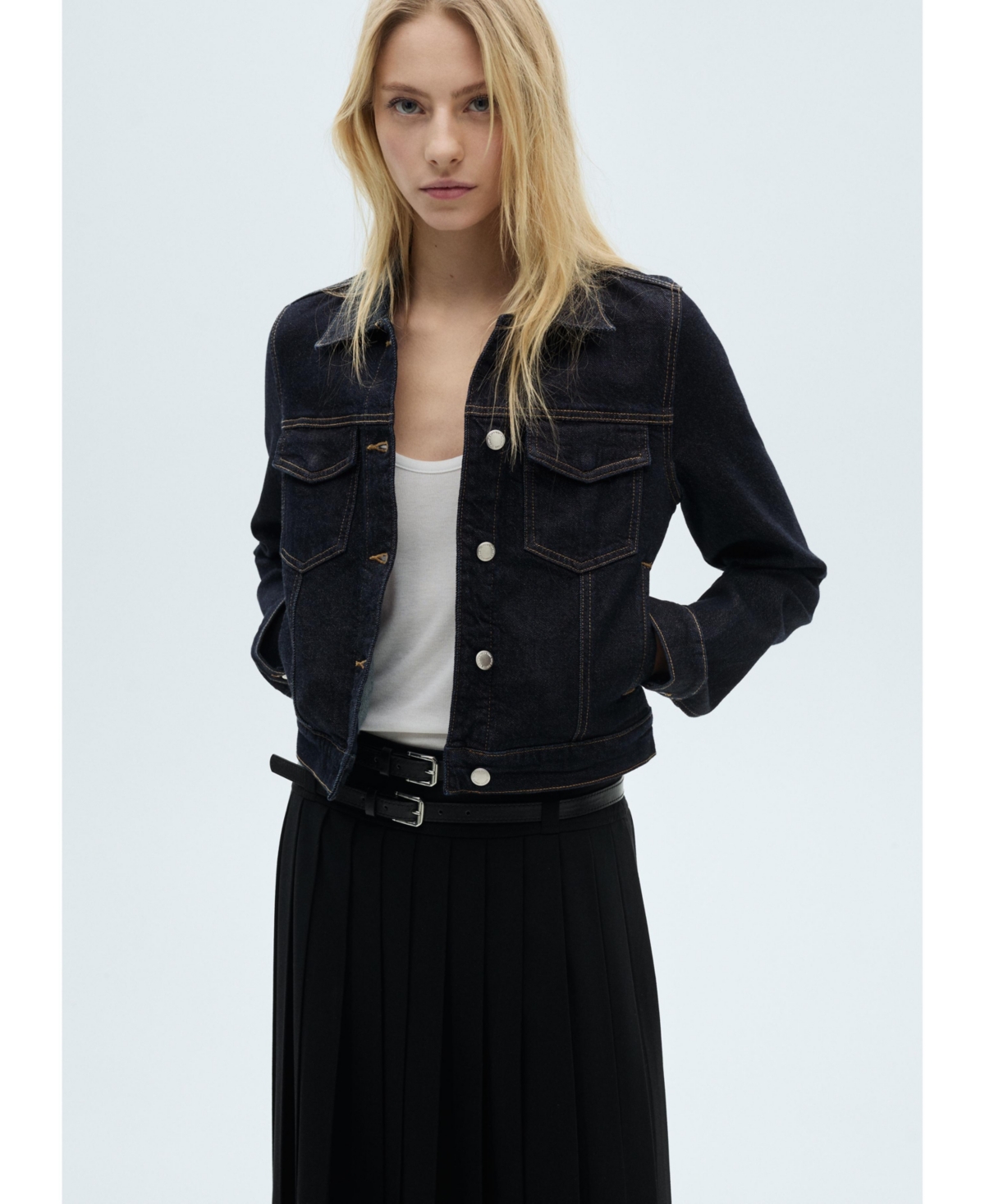 Women's Pocket Detail Denim Jacket - Open Blue