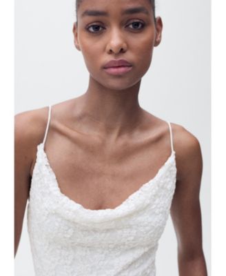 Mango Women's Draped Neck Lace Dress - Macy's