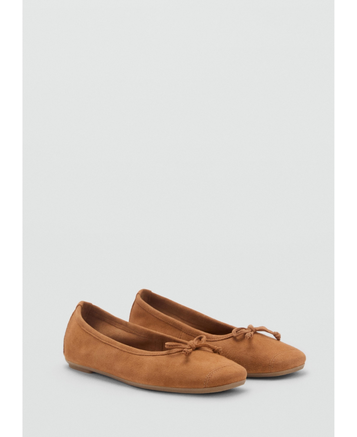 Women's Bow Suede Ballerinas Shoes - Medium Brown