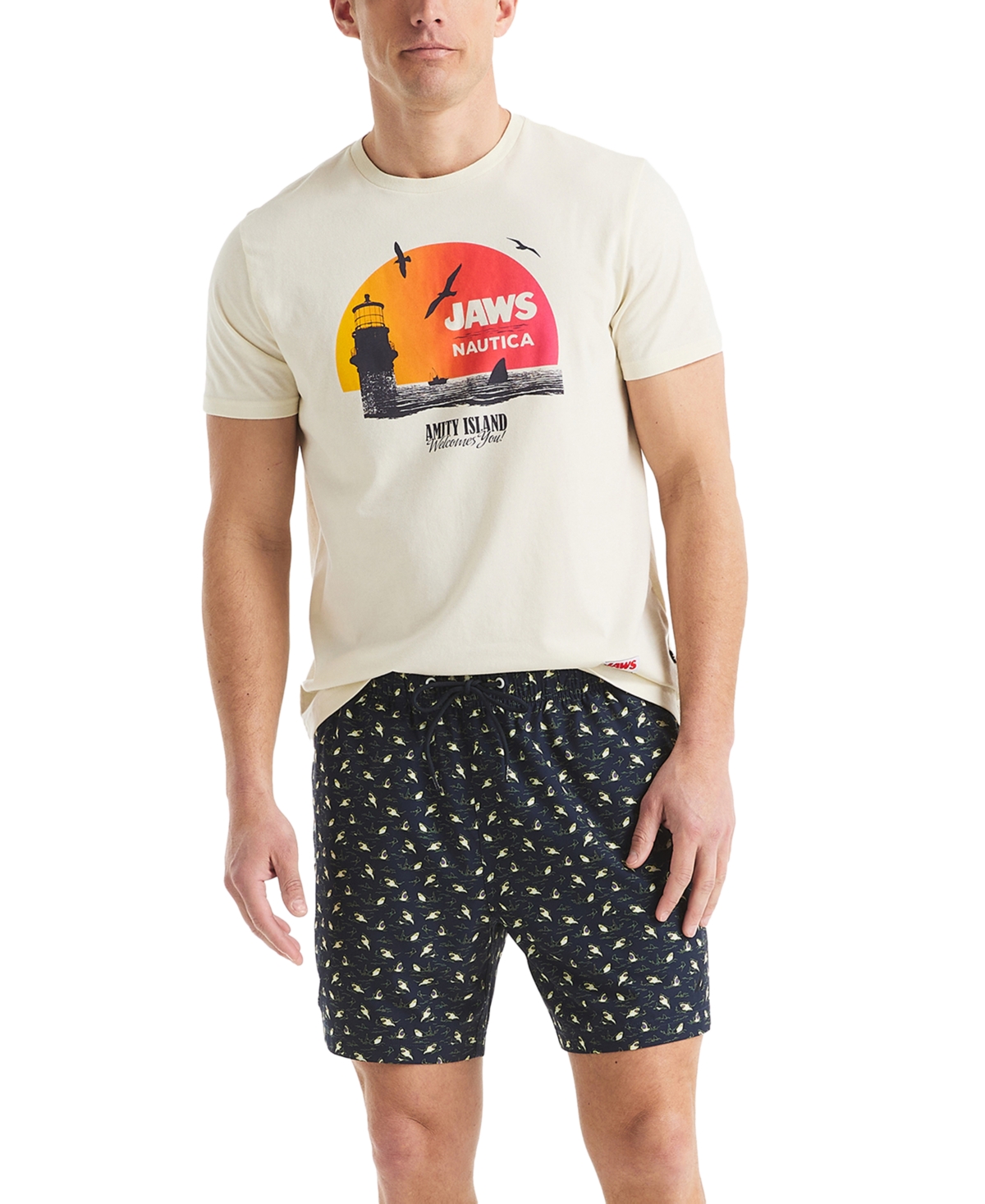 Nautica Jaws X  Men's Classic-fit Active Stretch Quick-dry Printed 6" Swim Trunks