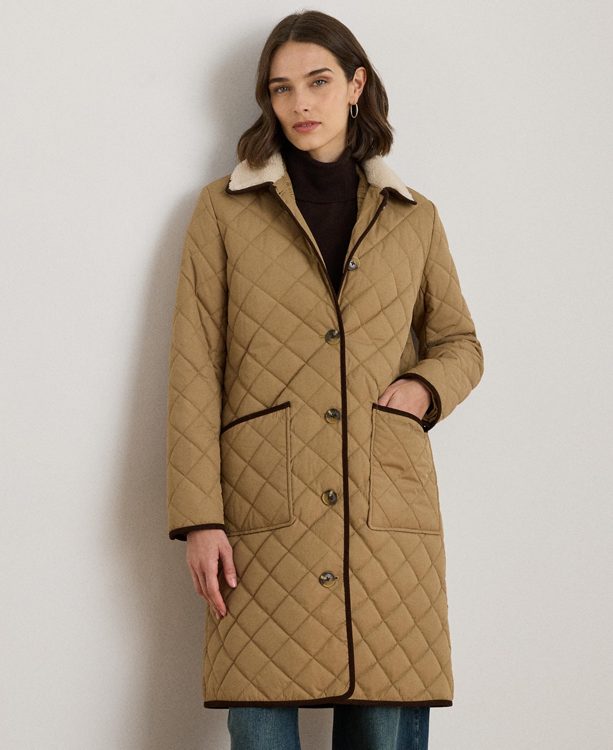 Lauren Ralph Women's Faux-Fur-Collar Quilted Jacket