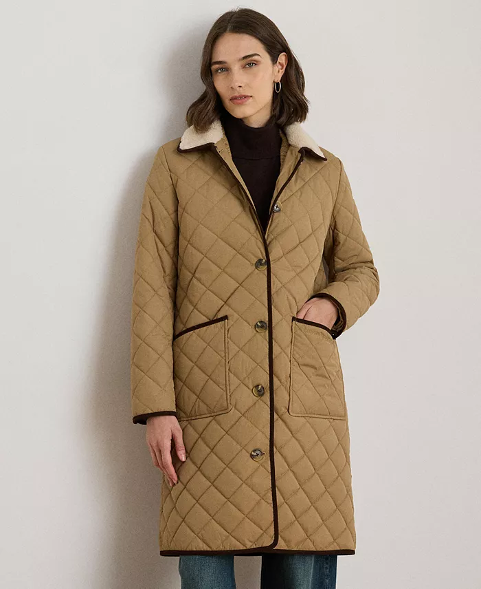 Women's Faux-Fur-Collar Quilted Jacket