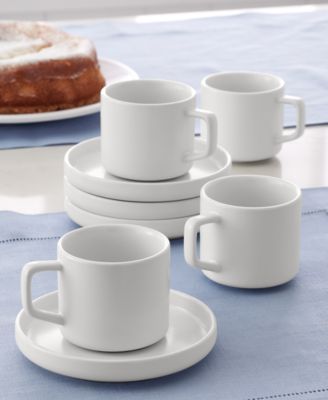Aaden Whiteware Espresso Cup & Saucers, Service for 4, Macy's Exclusive