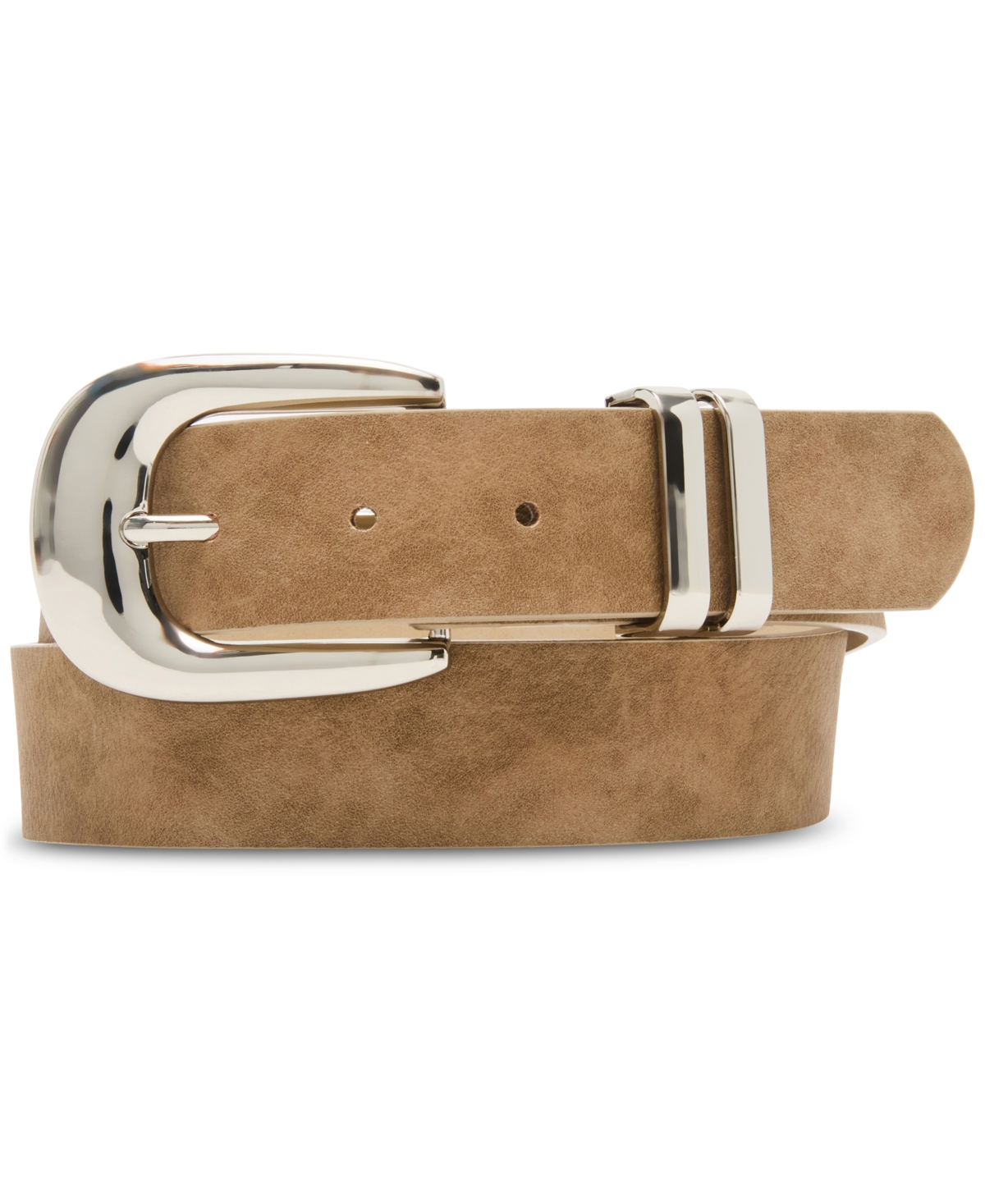 Steve Madden 1.33" Faux-nubuck Belt In Brown