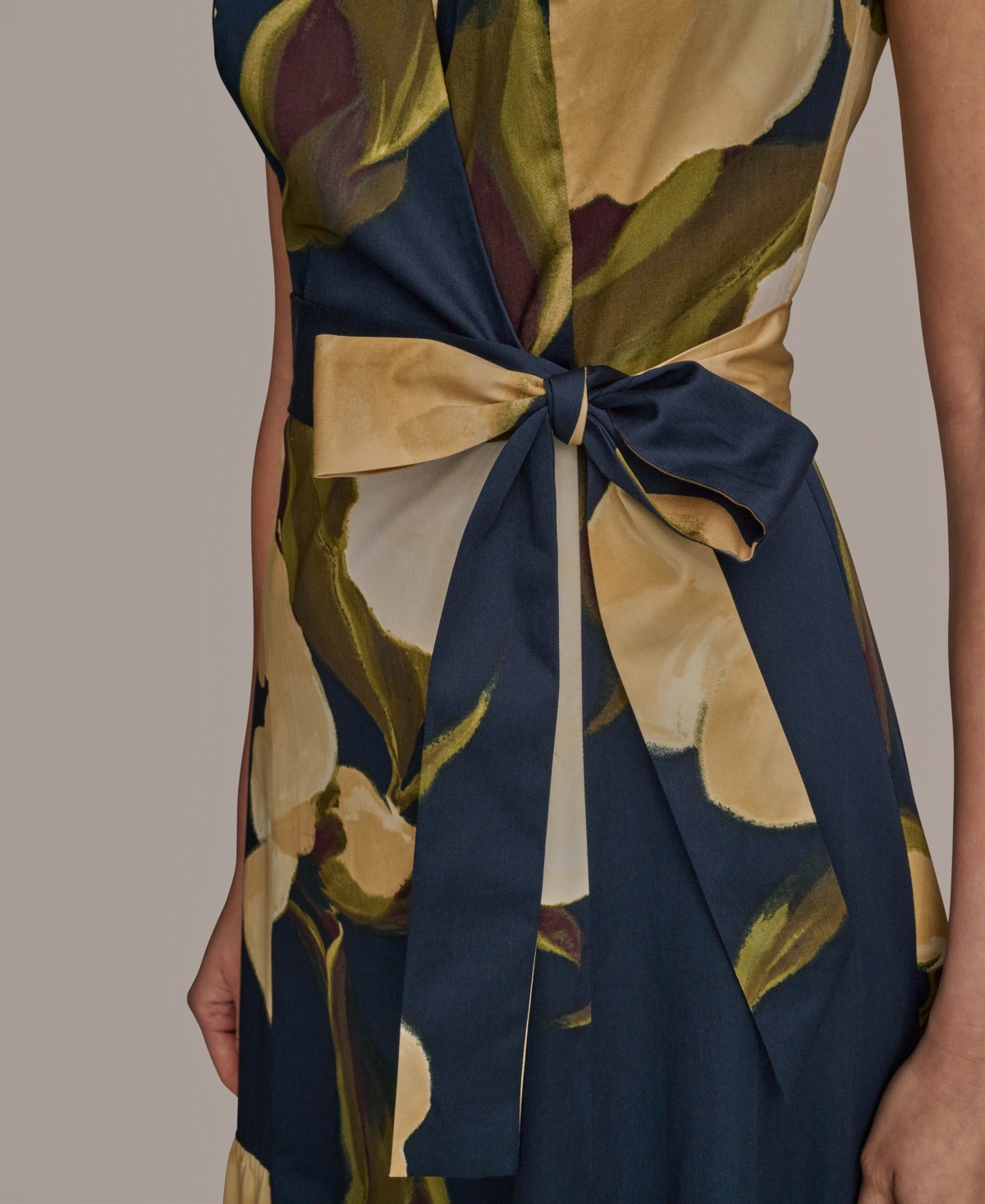 Donna Karan Sleeveless Faux Wrap Midi Dress