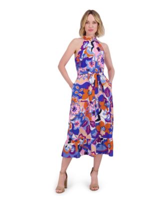 Women's Printed Halter Midi Dress