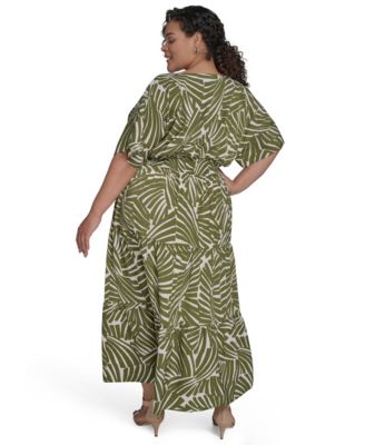 Plus Size Printed V-Neck Maxi Dress