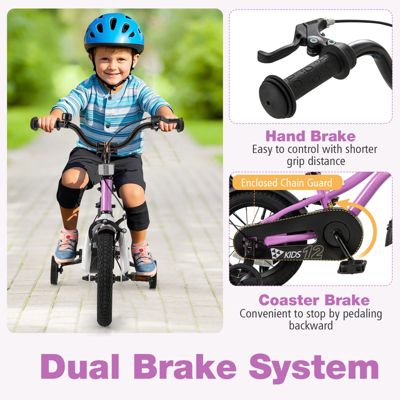 Slickblue Kids Bicycle with Dual Brakes and Training Wheels for Beginner Riders
