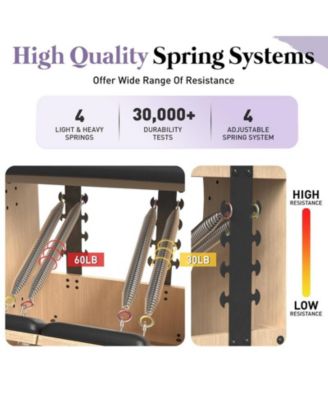 Pilates Combo Chair – Oak Frame, Resistance Bands & Split Pedals for Home/Studio