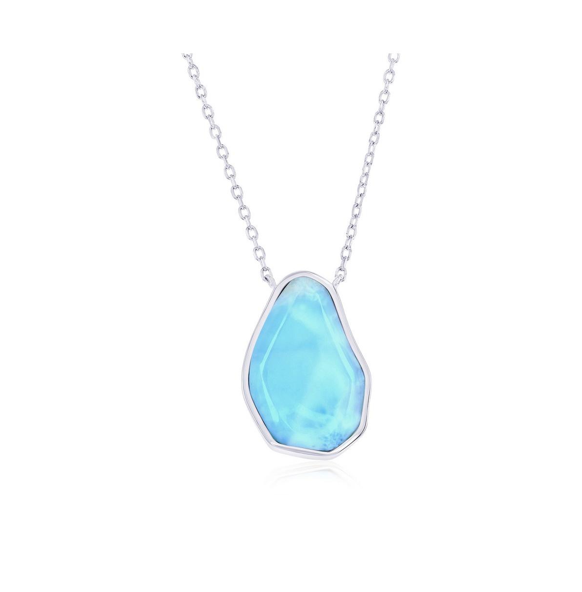 Sterling Silver, Pearshaped Larimar Necklace - Blue