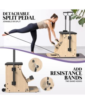 Pilates Combo Chair – Oak Frame, Resistance Bands & Split Pedals for Home/Studio