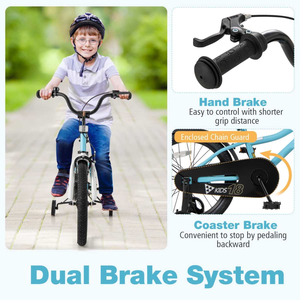 Kids Bike with Training Wheels for Older Children Adjustable Seat and Handlebar