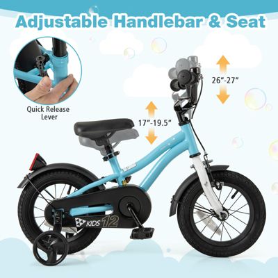 Slickblue Kids Bike with Training Wheels for Older Children Adjustable Seat and Handlebar