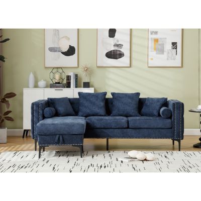 Chenille L-Sectional Sofa with Storage Ottoman