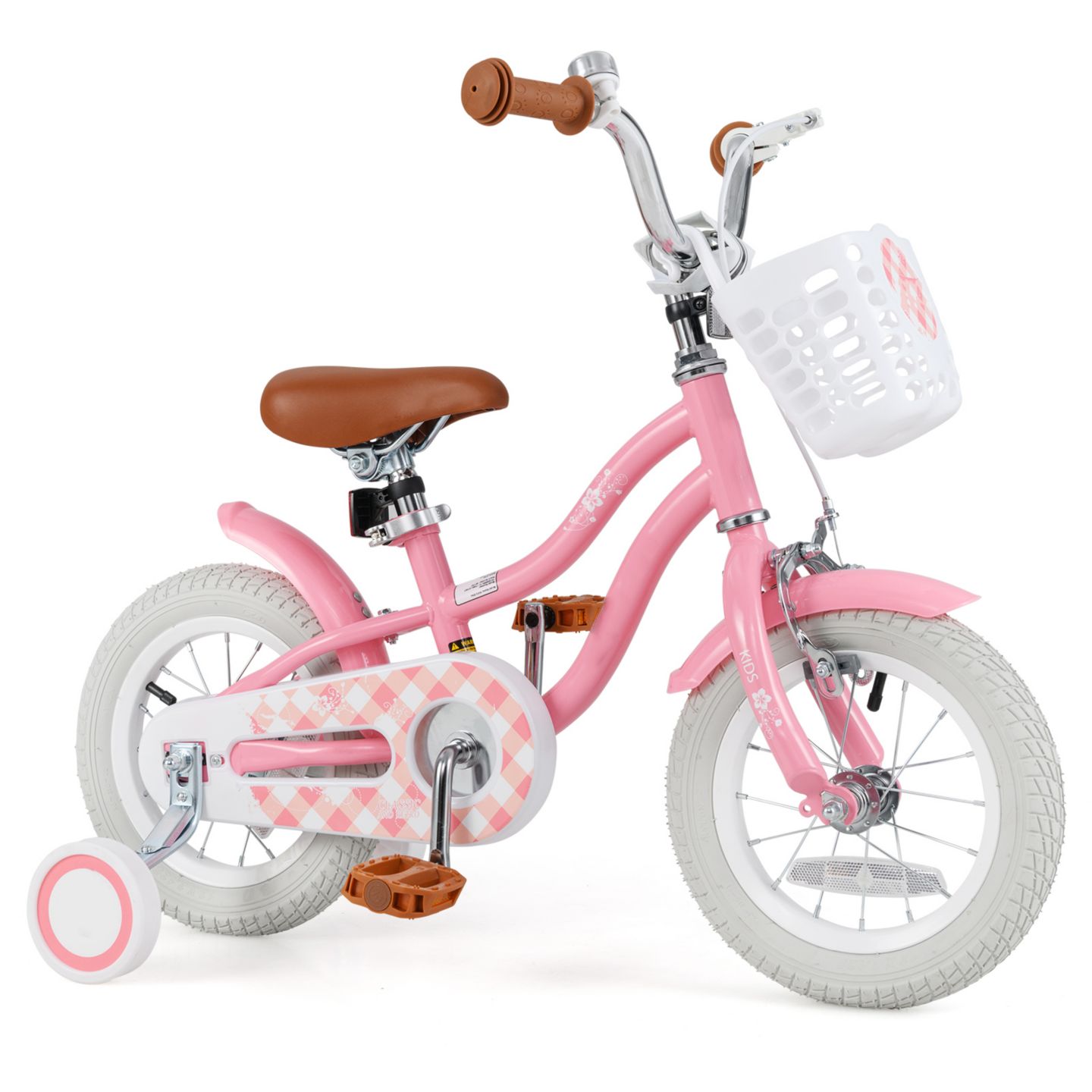 Детская игрушка Slickblue Kids Bicycle with Training Wheels and Basket for Boys & Girls, цвет: Персиковый — фото 1