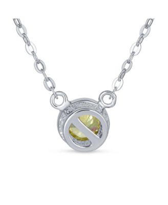 Petite Delicate Bezel Set CZ Solitaire Pendant Station Necklace Cubic Zirconia .925 Sterling