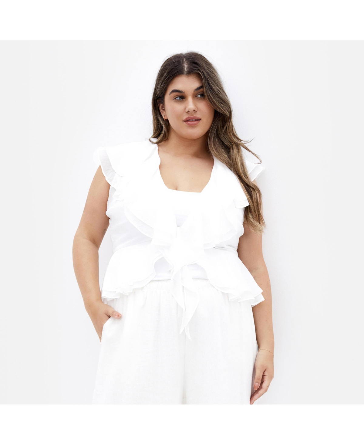 Plus Size Sweet Ruffle Top - Ivory