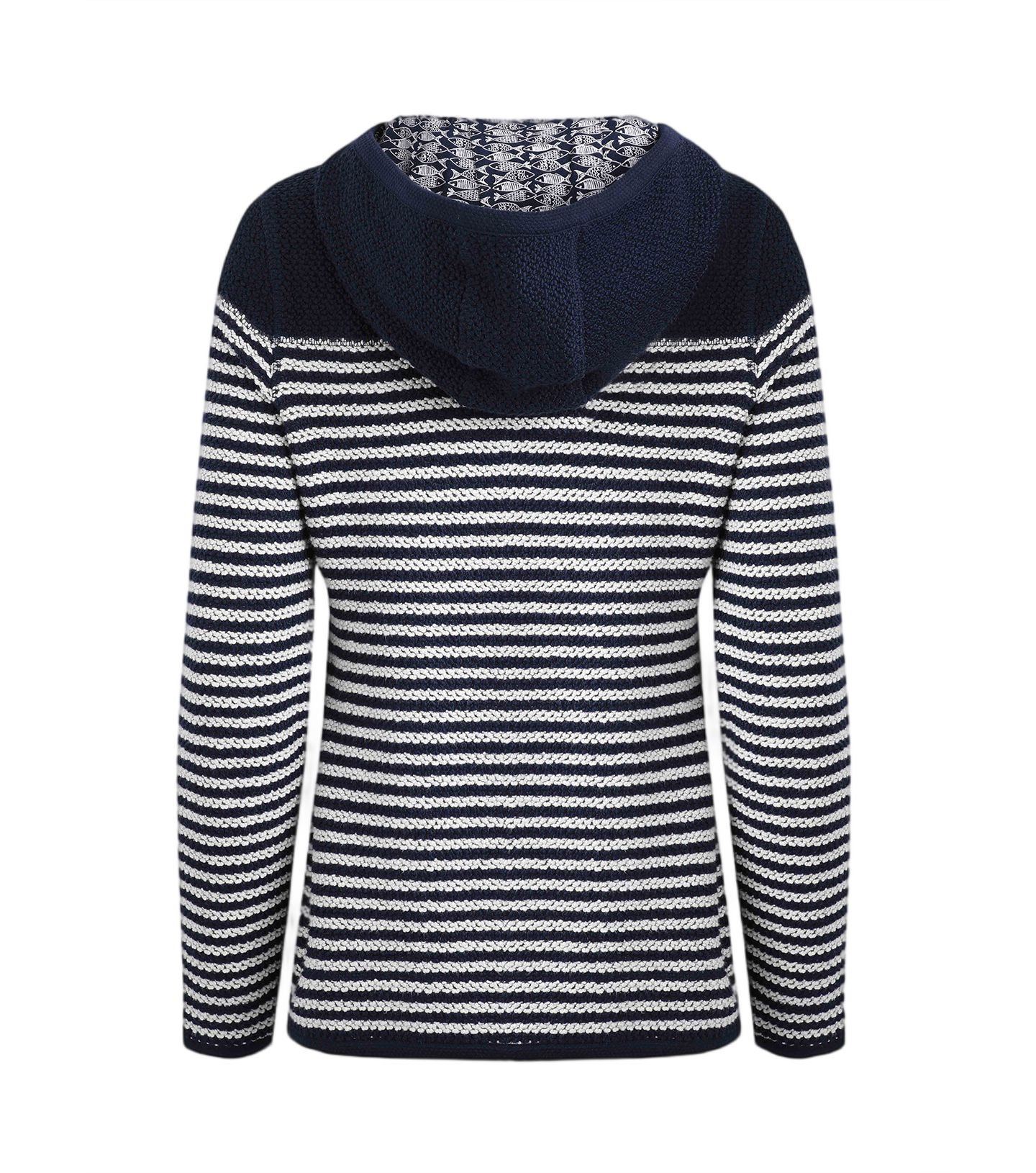 Женское худи Weird Fish Bianca Full Zip Stripe Macaroni, цвет: Тёмно-синий — фото 6