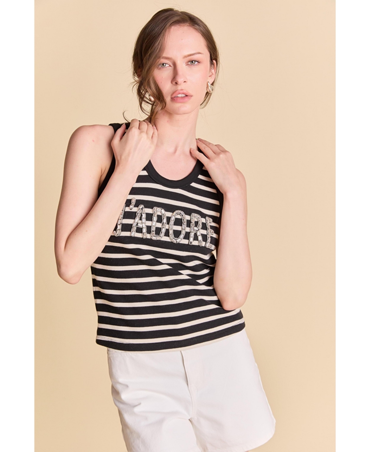 Women's J'adore Striped Tank - Black/white