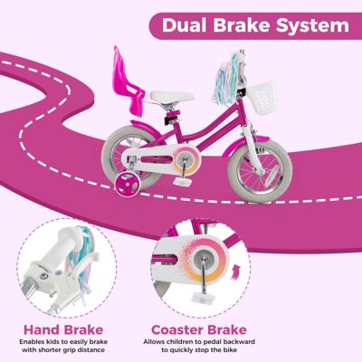 Slickblue Kids Bicycle with Training Wheels and Front and Rear Brake System