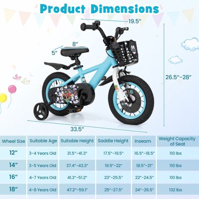 Kids Bike with Adjustable Handlebar and Saddle Perfect Bicycle for Children Aged 4-8 Years Old