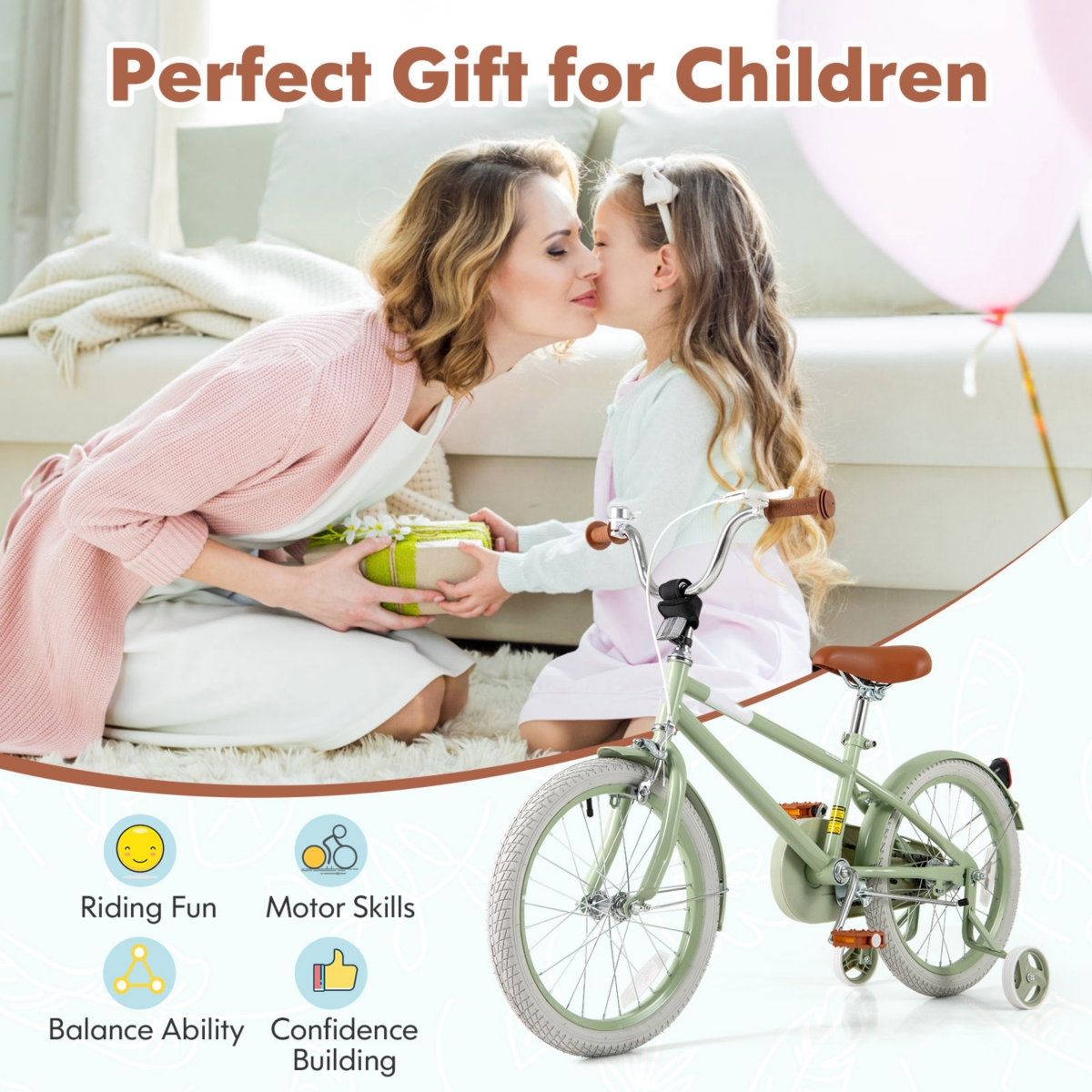 Kids Bike with Adjustable Handlebar Saddle for Growing Children