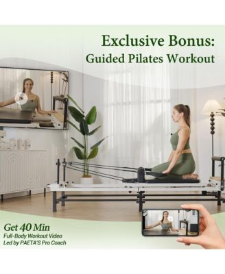 91" Adjustable Height Pilates Reformer – Piano Wire Springs, Jump Board, Foldable Design