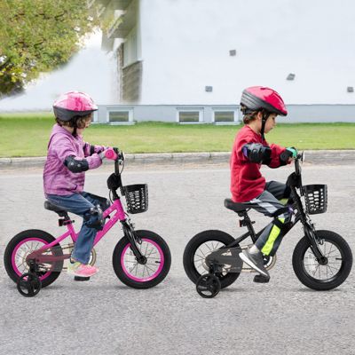 Kids Bike with Basket and Training Wheels for Children Aged 3-5 Years Old