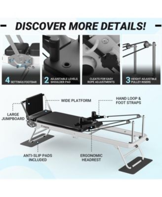 Foldable Reformer Pilates Machine for Home Use – Dual Resistance System (Springs & Cords), Includes Jump Board for Full-Body Home Workouts
