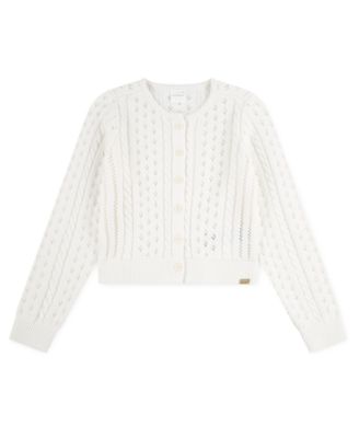 Girls Cropped Cable Cardigan Sweater