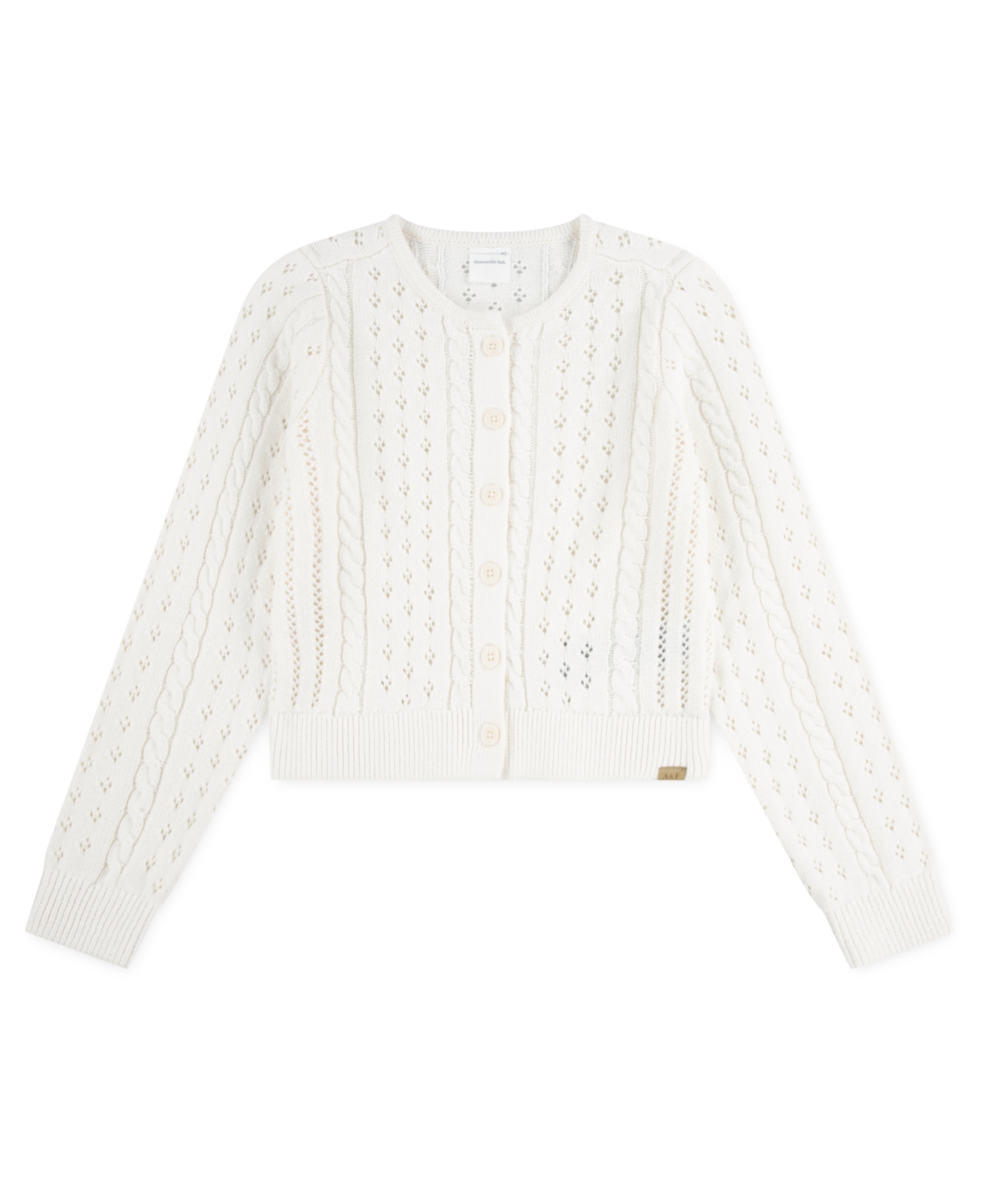 Abercrombie Girls Cropped Cable Cardigan Sweater In Neutral